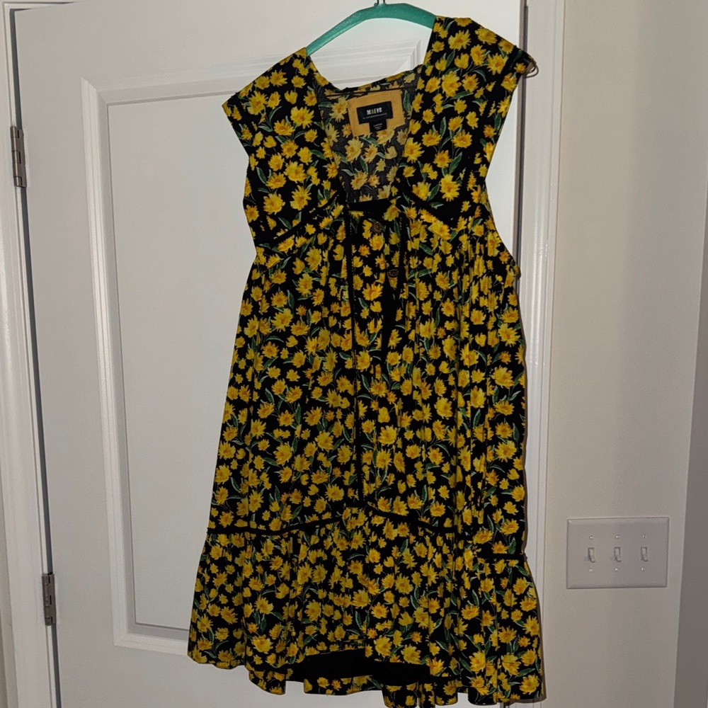 Anthropologie Dress in Yellow and Black Floral